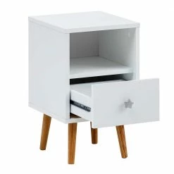 30x52x33 Nachtkommode Mit Schublade & Fach - Exilian -Clarendon shop 30x52x33 nachtkommode mit schublade fach in weiss natur skandi exilian 02