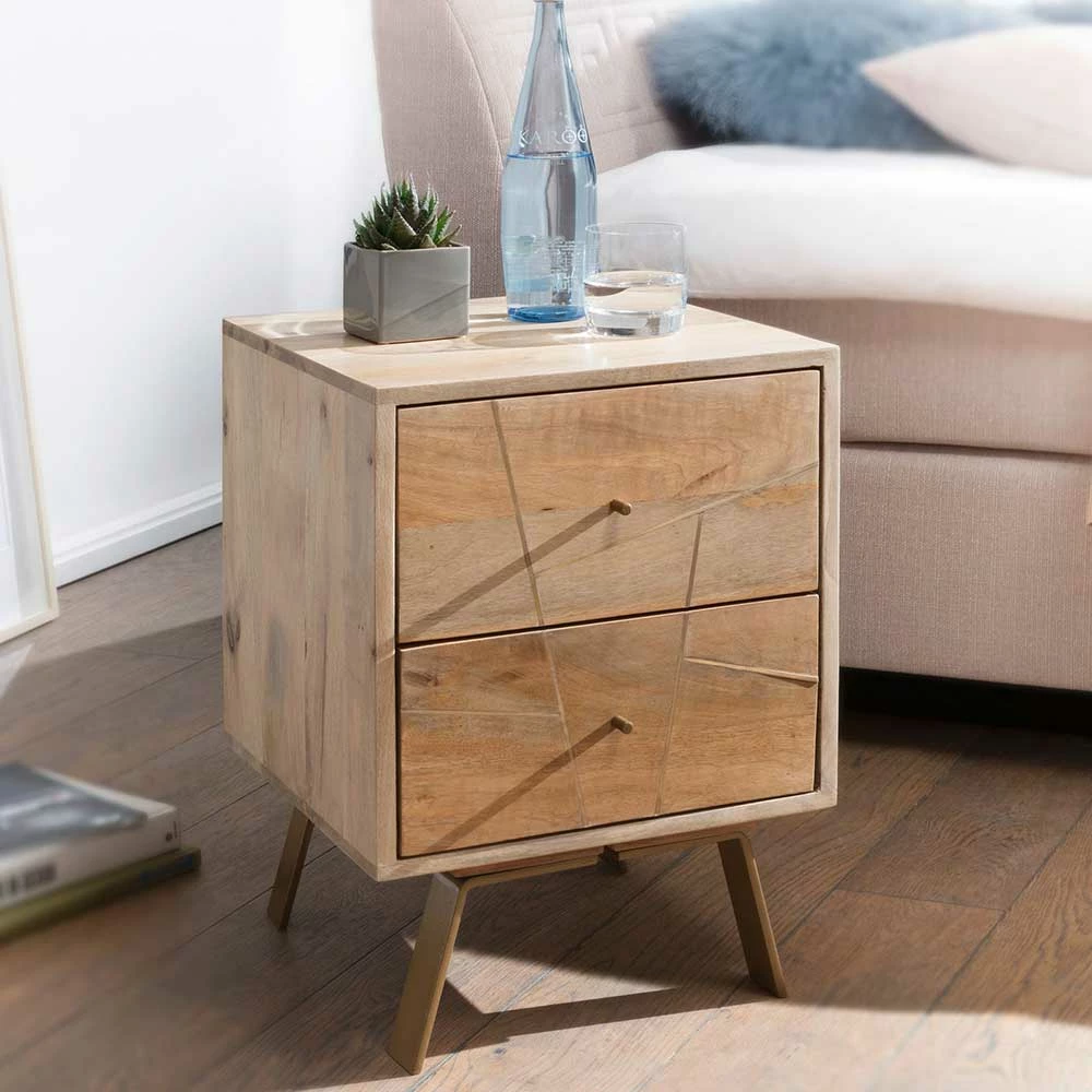 40x56x40 Design Nachttisch Mit Schubladen - Geyco 4 40x56x40 Design Nachttisch Mit Schubladen - Geyco – Bild 2