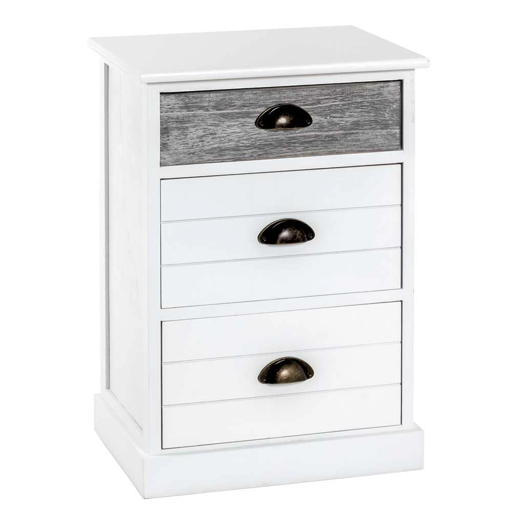 41x60x31 Cm Landhaus Nachtkommode Aus Paulownia Massiv - Geroga 4 41x60x31 Cm Landhaus Nachtkommode Aus Paulownia Massiv - Geroga – Bild 2