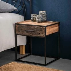 Clarendon shop -Clarendon shop 45x50x40 nachttisch mit schublade aus hartholz und stahl in schwarz elfristo 01