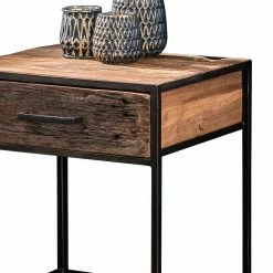 45x50x40 Nachttisch Mit Schublade Aus Hartholz - Elfristo -Clarendon shop 45x50x40 nachttisch mit schublade aus hartholz und stahl in schwarz elfristo 02