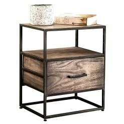 45x55x35 Industrial Nachtkommode Aus Akazie Grey Wash - Nesaris