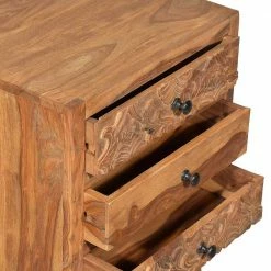 45x62x35 Holz Nachtkommode Mit Schnitzerei - Yokana -Clarendon shop 45x62x35 holz nachtkommode mit schnitzerei drei schubladen yokana 03