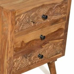 45x62x35 Holz Nachtkommode Mit Schnitzerei - Yokana -Clarendon shop 45x62x35 holz nachtkommode mit schnitzerei drei schubladen yokana 04