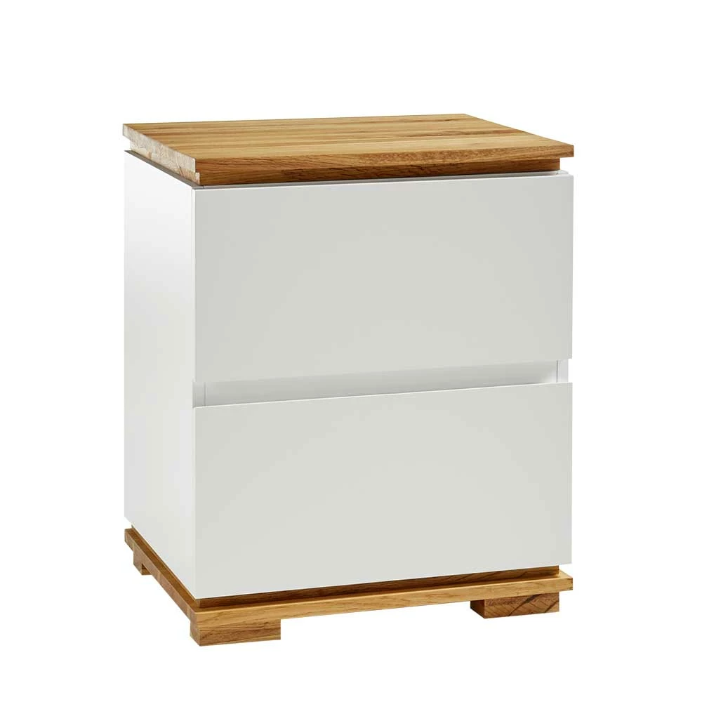 48x59x40 Nachtkommode In Weiß & Eiche - Sennpa 3 48x59x40 Nachtkommode In Weiß & Eiche - Sennpa