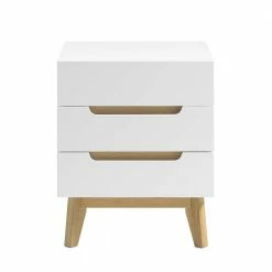 48x60x40 Nachtkommode In Weiß & Eiche - Setubal -Clarendon shop 48x60x40 nachtkommode in weiss eiche mit drei schubladen setubal 03