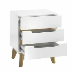 48x60x40 Nachtkommode In Weiß & Eiche - Setubal -Clarendon shop 48x60x40 nachtkommode in weiss eiche mit drei schubladen setubal 04