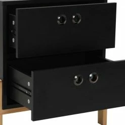 50x55x35 Nachtkommode In Schwarz & Pinie Natur - Caurina -Clarendon shop 50x55x35 nachtkommode in schwarz pinie natur mit zwei schubladen caurina 03