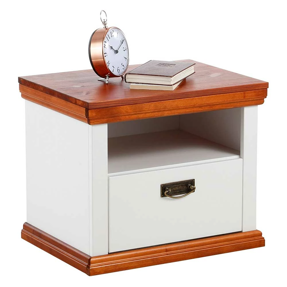 52x40x37 Nachtkommode In Weiß & Kirschbaum - Vendirai 4 52x40x37 Nachtkommode In Weiß & Kirschbaum - Vendirai – Bild 2