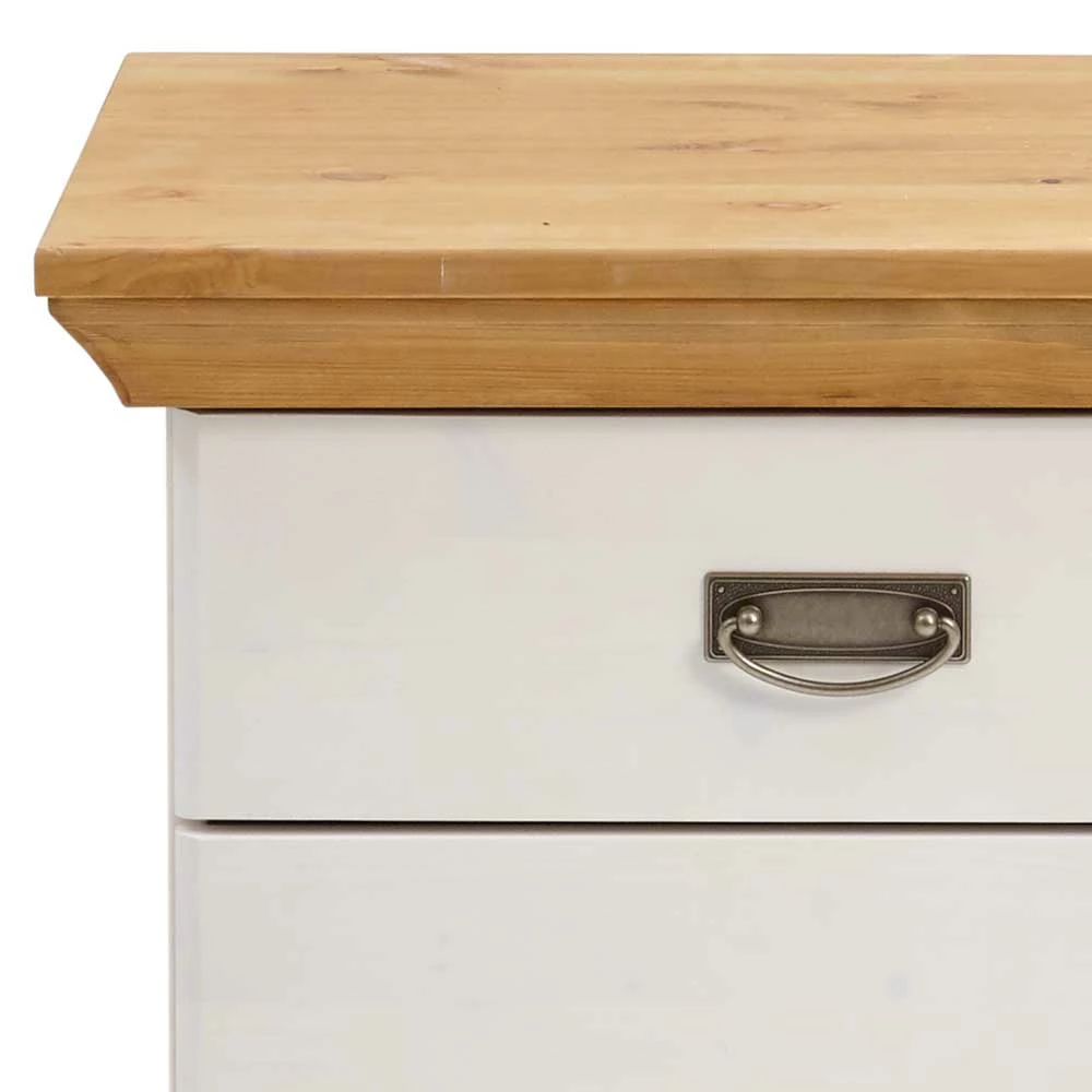 58x57x48 Nachttisch In Kiefer & Weiß - Sibiuta 5 58x57x48 Nachttisch In Kiefer & Weiß - Sibiuta – Bild 3