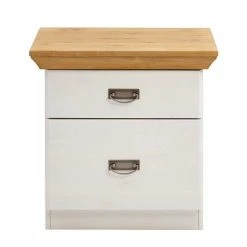 58x57x48 Nachttisch In Kiefer & Weiß - Sibiuta
