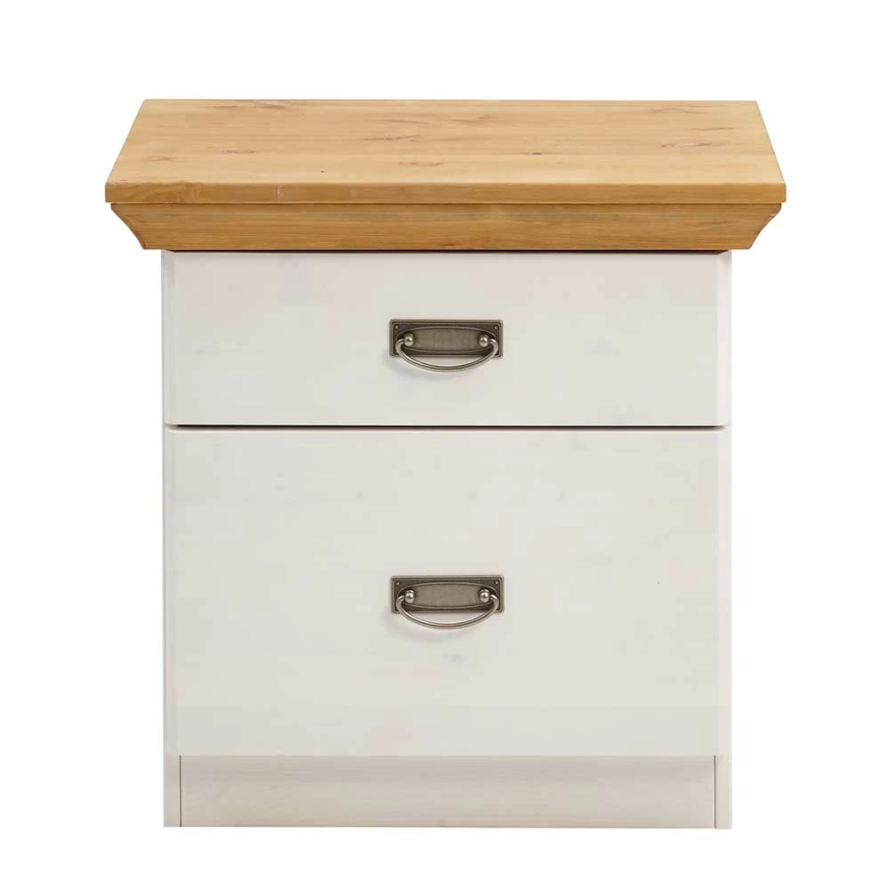 58x57x48 Nachttisch In Kiefer & Weiß - Sibiuta 3 58x57x48 Nachttisch In Kiefer & Weiß - Sibiuta