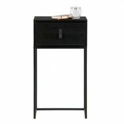 74cm Hohe Nachtkonsole In Schwarz Lackiert - Fronco -Clarendon shop 74cm hohe nachtkonsole in schwarz lackiert aus massivholz metall fronco 04