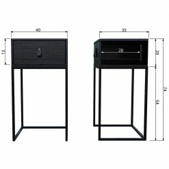 74cm Hohe Nachtkonsole In Schwarz Lackiert - Fronco -Clarendon shop 74cm hohe nachtkonsole in schwarz lackiert aus massivholz metall fronco 05