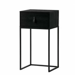 74cm Hohe Nachtkonsole In Schwarz Lackiert - Fronco