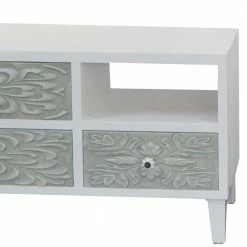 85x46x39 TV Board In Weiß & Grün - Contos 9 85x46x39 TV Board In Weiß & Grün - Contos -Clarendon shop 85x46x39 tv board in weiss gruen mit floralem muster contos 03