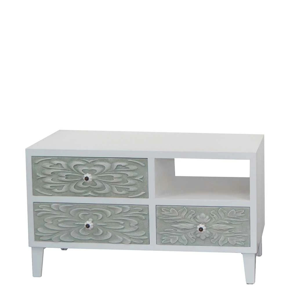 85x46x39 TV Board In Weiß & Grün - Contos 3 85x46x39 TV Board In Weiß & Grün - Contos