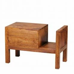 Breite Nachtkommode Hoslo Mit Schublade Und Offener Ablage 60cm -Clarendon shop breite nachtkommode schublade und offener ablage 60cm sheesham massivholz hoslo 03