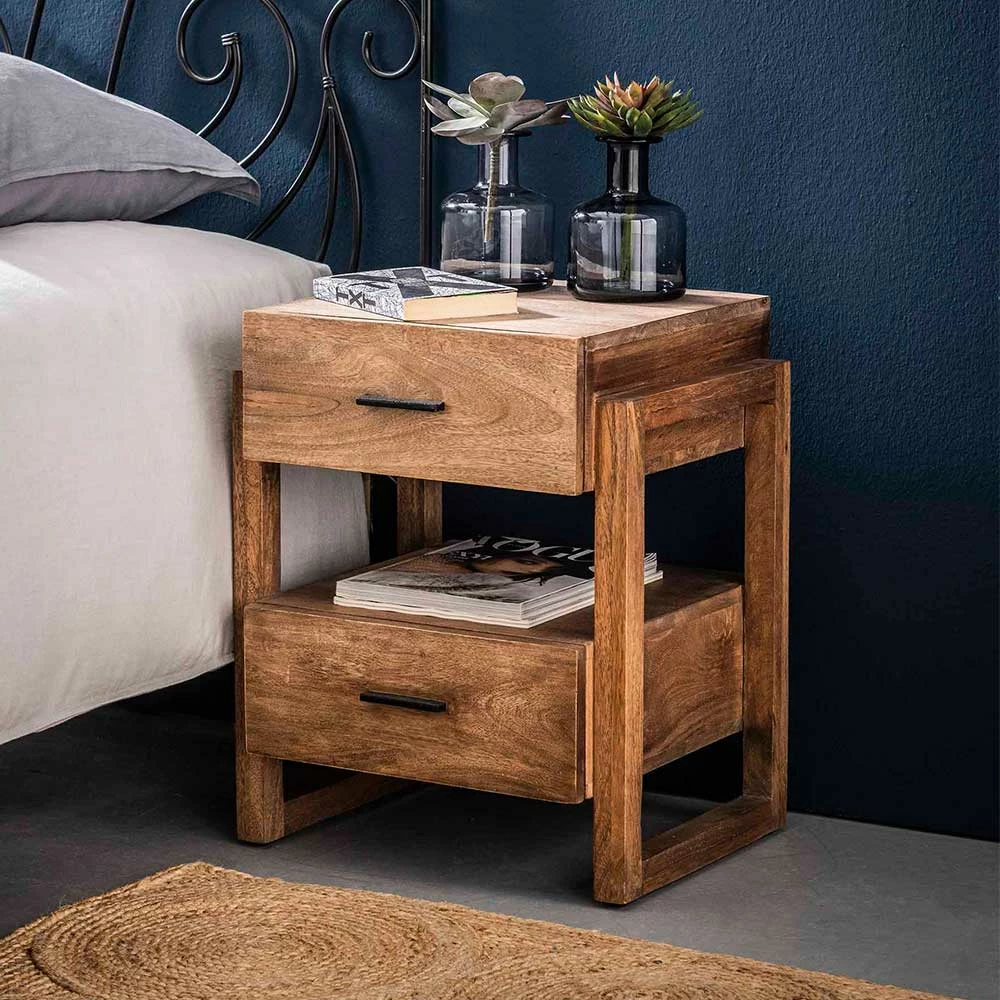 Designer Nachtkommode In Mango Holz - Macossa 4 Designer Nachtkommode In Mango Holz - Macossa – Bild 2