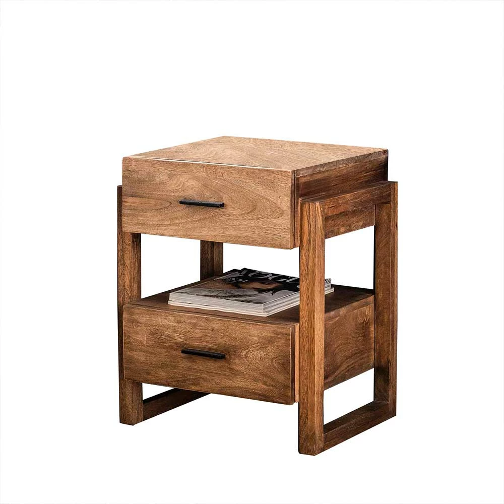 Designer Nachtkommode In Mango Holz - Macossa 3 Designer Nachtkommode In Mango Holz - Macossa