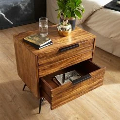 Designer Nachtkommode Mit 60 Cm Breite - Dicna -Clarendon shop designer nachtkommode mit 60 cm breite aus sheesham holz eisen dicna 02