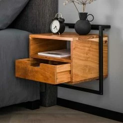 Hängende Nachtkonsole Im Industrial Style - Zynla -Clarendon shop haengende nachtkonsole im industrial style aus akazie massiv metall zynla 02