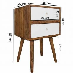 Hohe Nachtkommode Cospic Aus Holz Massiv -Clarendon shop hohe nachtkommode holz massiv zwei schubladen weiss cospic 02