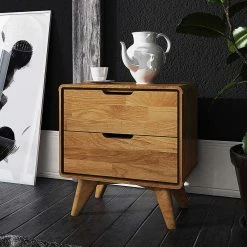 Holz Nachtkommode Aus Wildeiche - Eavy -Clarendon shop holz nachtkommode aus wildeiche mit zwei schubladen eavy 01