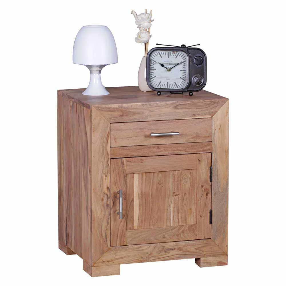 Holz Nachtschränkchen Vislan Mit Schublade Und Schrankfach 4 Holz Nachtschränkchen Vislan Mit Schublade Und Schrankfach – Bild 2