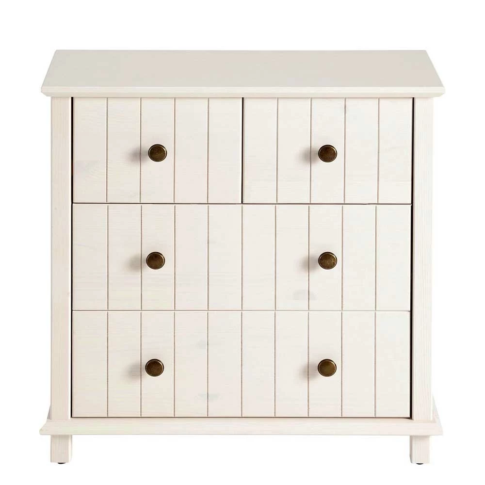 Holzkommode In Weiß Gewachst - Cilao 5 Holzkommode In Weiß Gewachst - Cilao – Bild 3