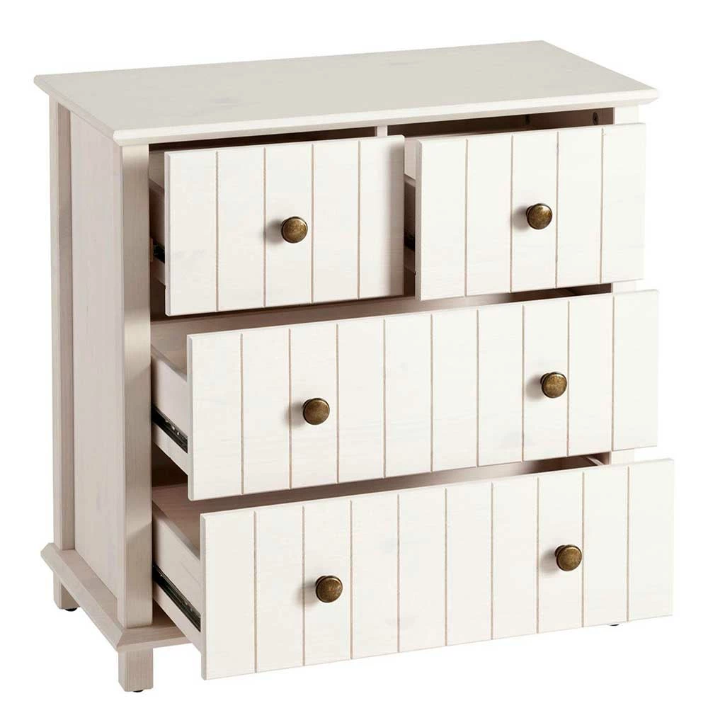 Holzkommode In Weiß Gewachst - Cilao 6 Holzkommode In Weiß Gewachst - Cilao – Bild 4