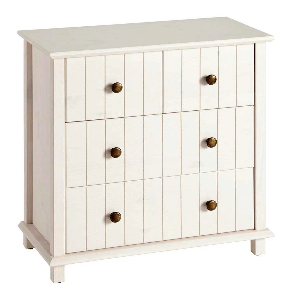 Holzkommode In Weiß Gewachst - Cilao 3 Holzkommode In Weiß Gewachst - Cilao