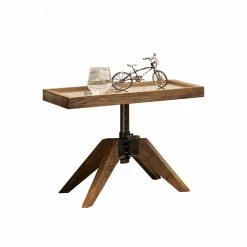 Industry Style Nachttisch Budelli Aus Wildeiche Massiv Glas Metall