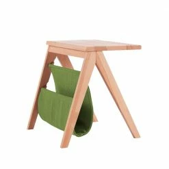 Kernbuche Nachttisch Rivaso Mit Stofftasche In Grün