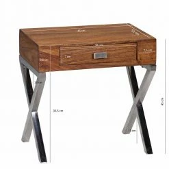 Loft Design Nachtkonsole Jimena Mit Schublade -Clarendon shop loft design nachtkonsole schublade holz massiv metall verchromt jimena 02