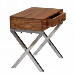 Loft Design Nachtkonsole Jimena Mit Schublade -Clarendon shop loft design nachtkonsole schublade holz massiv metall verchromt jimena 05