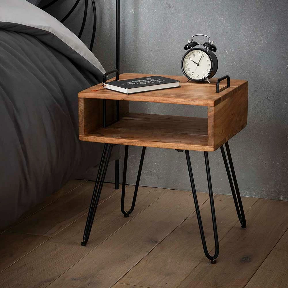 Loft Design Nachttisch Mit Holz Kasten - Garfagna 4 Loft Design Nachttisch Mit Holz Kasten - Garfagna – Bild 2