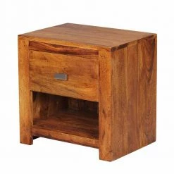 Markanter Nachttisch Hoslo Aus Holz Massiv