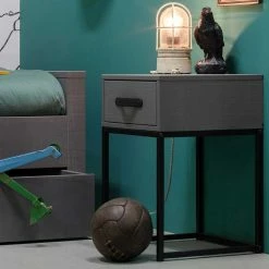 Moderner Nachttisch In Grau & Schwarz - Firgetta -Clarendon shop moderner nachttisch in grau schwarz mit schublade buegelgestell firgetta 02