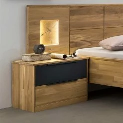 Nachtkommode In Eiche Bianco & Anthrazit - Vervesdo -Clarendon shop nachtkommode in eiche bianco anthrazit aus massivholz glas vervesdo 02