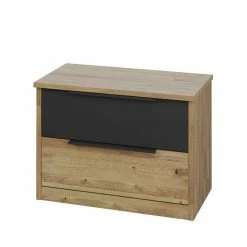 Nachtkommode In Eiche Bianco & Anthrazit - Vervesdo