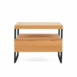 Nachtkommode Ettina In Natur Und Schwarz -Clarendon shop nachtkommode natur und schwarz holz massiv kernbuche und metall 42cm breit ettina 02