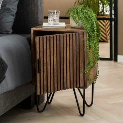 Nachtschränke Aus Mangoholz - Baina (2er Set) -Clarendon shop nachtschraenke aus mangoholz in sandfarben mit metallbeinen schwarz baina 02