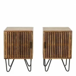 Nachtschränke Aus Mangoholz - Baina (2er Set) -Clarendon shop nachtschraenke aus mangoholz in sandfarben mit metallbeinen schwarz baina 03