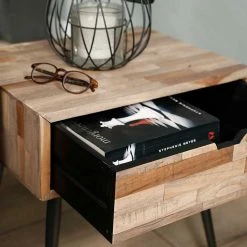 Nachttisch Aus Grey Wash Teak Holz - Valences -Clarendon shop nachttisch aus grey wash teak holz und stahl anthrazit valences 02