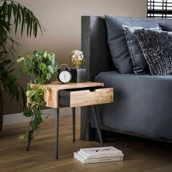 Nachttisch Aus Grey Wash Teak Holz - Valences -Clarendon shop nachttisch aus grey wash teak holz und stahl anthrazit valences 04