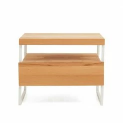 Nachttisch Regine Mit Schublade 50cm Hoch -Clarendon shop nachttisch schublade 50cm hoch massivholz kernbuche und metall weiss regine 02