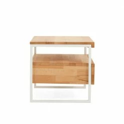 Nachttisch Regine Mit Schublade 50cm Hoch -Clarendon shop nachttisch schublade 50cm hoch massivholz kernbuche und metall weiss regine 03