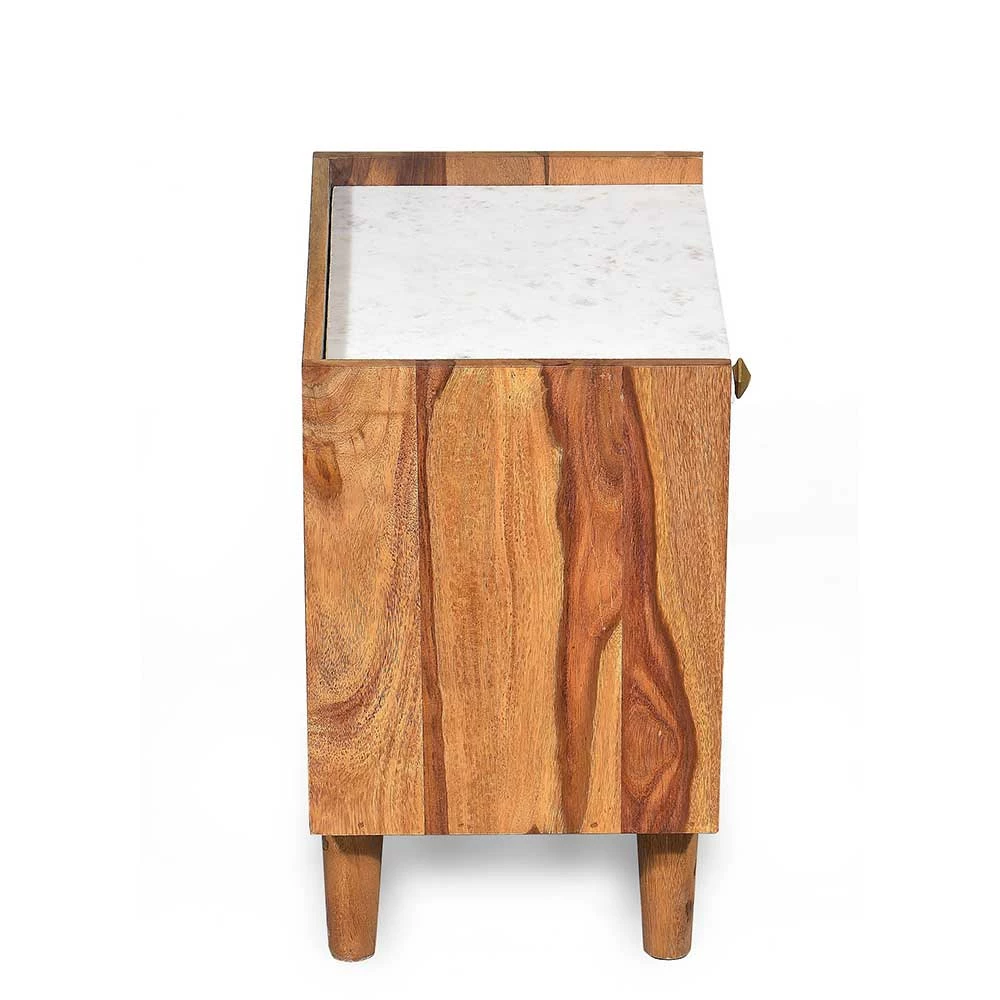 Retro Holz Nachtschrank Mit Marmor - Enjiva 6 Retro Holz Nachtschrank Mit Marmor - Enjiva – Bild 4