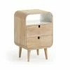 Retro Nachtkonsole Sampolo Aus Holz Natur Und Weiß 2 Retro Nachtkonsole Sampolo Aus Holz Natur Und Weiß -Clarendon shop retro nachtkonsole holz natur und weiss mit zwei schubladen 61cm hoch sampolo 01
